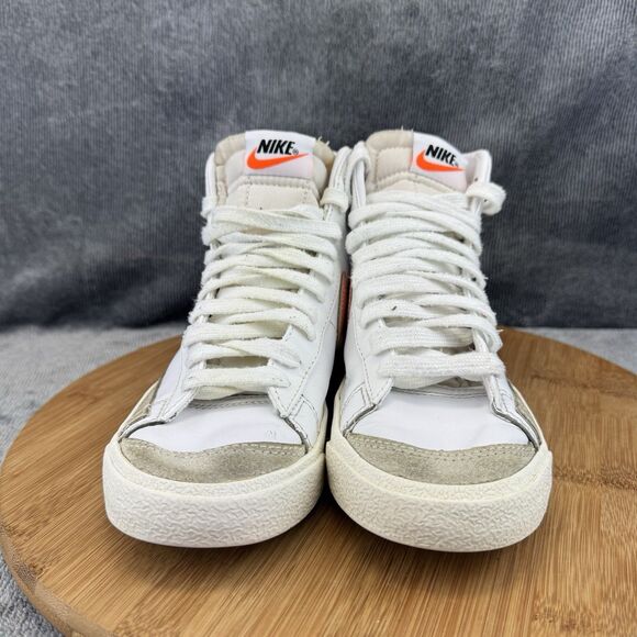 Nike Blazer Mid 77 SE First Use White Orange Womens Casual  Nike Blazer Mid 77 Shoes Womens Size 6.5 White Orange Leather Street Sneakers